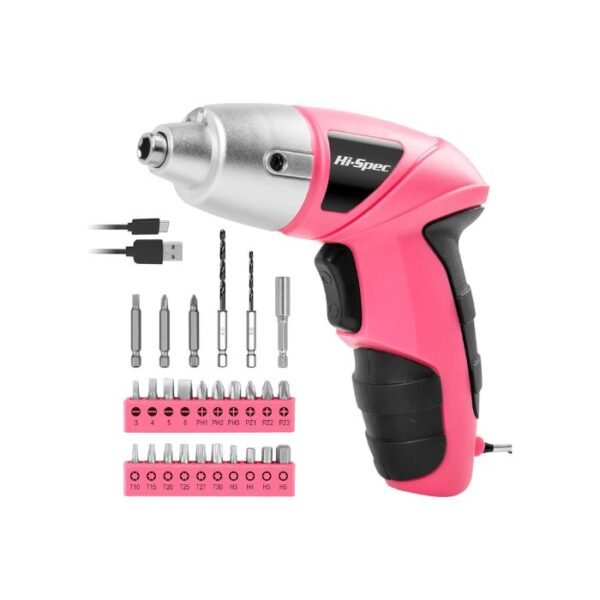 Pink Screwdriver 27pc 3.6V USB Small Power Set